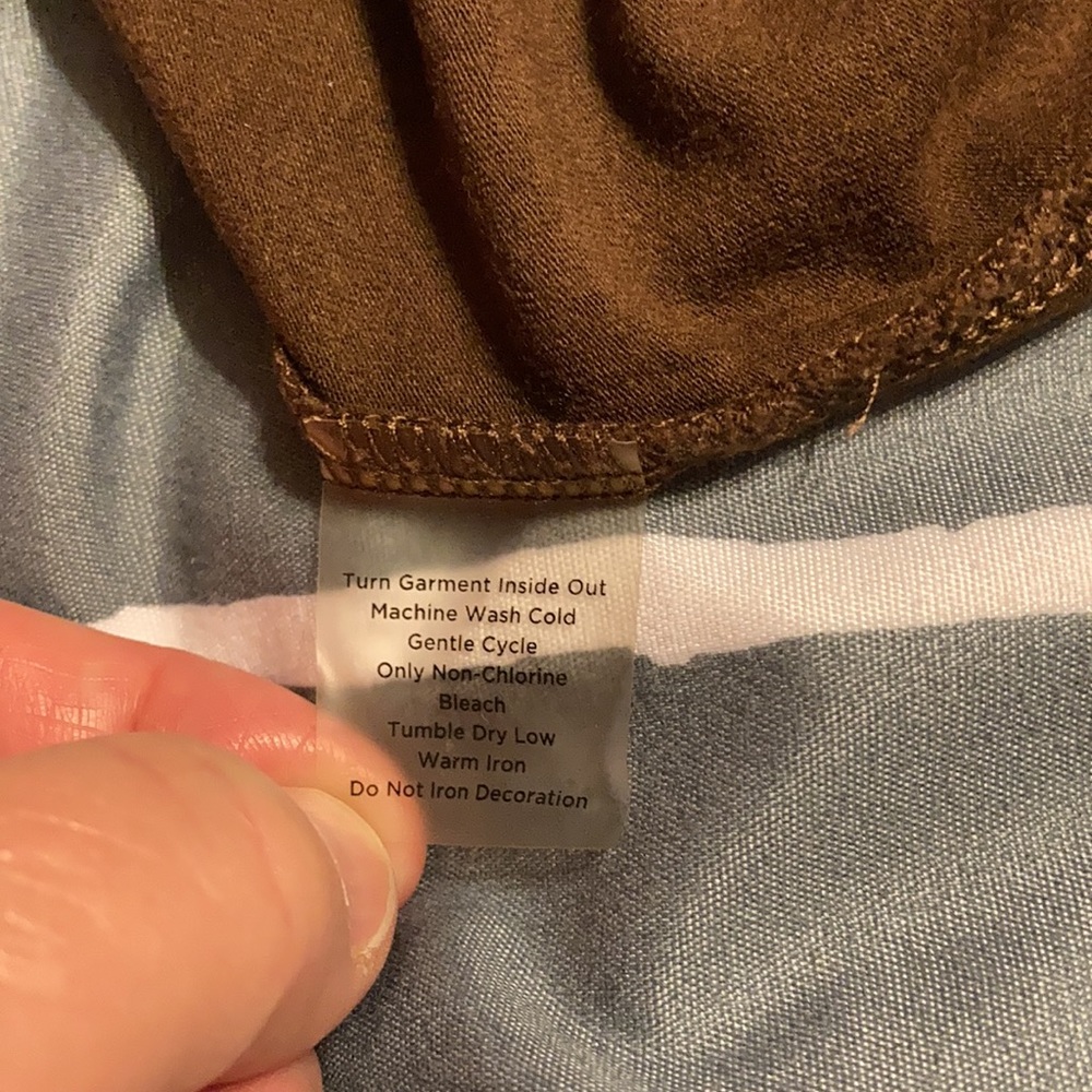 Talbots Medium Pet chocolate brown top w/beading - Picture 4 of 8
